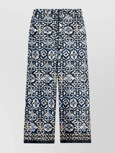 's Max Mara Navona Printed Silk Wide-leg Trousers In Blue