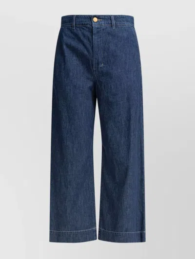 's Max Mara Wide Leg Trousers Belt Loops Back Pockets In Blue