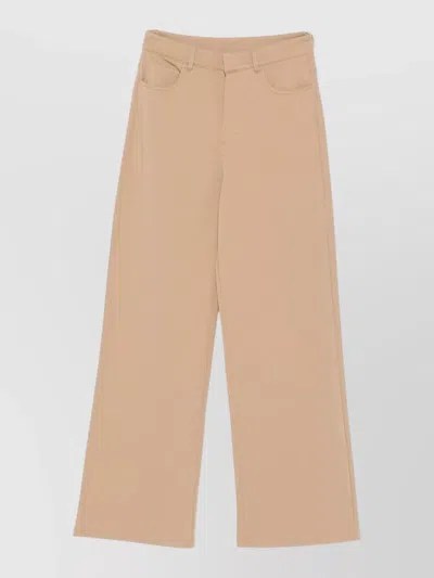 S Max Mara Wide Leg Trousers Belt Loops Pockets In Neutral