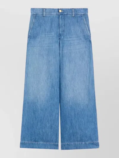 S Max Mara Wide Leg Trousers Front And Back Pockets In Blue