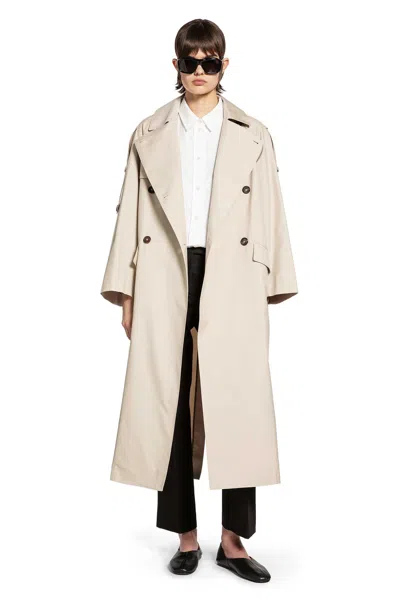 S Max Mara Wide Water-repellent Twill Trench Coat In White