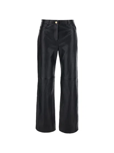 S Max Mara Wide-leg Leather Trousers In Black