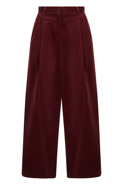S Max Mara Wide-leg Pants In Ribbed Fabric In Red