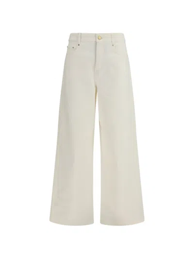 S Max Mara Pantalone Cinque Tasche In Cotone E Lino In White