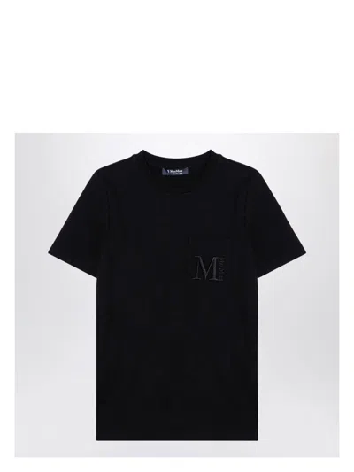 S MAX MARA WOMEN'S BLACK COTTON T-SHIRT WITH LOGO