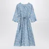 S Max Mara ' Light Midi Dress With Floral Print In Blue