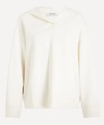 S Max Mara Women's Bueno Technical Jersey Hooded Sweatshirt In White