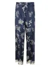 S Max Mara Cinzia Drawstrings Pants Printed Silk Twill Trousers Blue In Blue