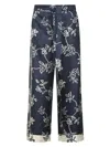 S Max Mara Cinzia Drawstrings Pants Printed Silk Twill Trousers Blue In Blue