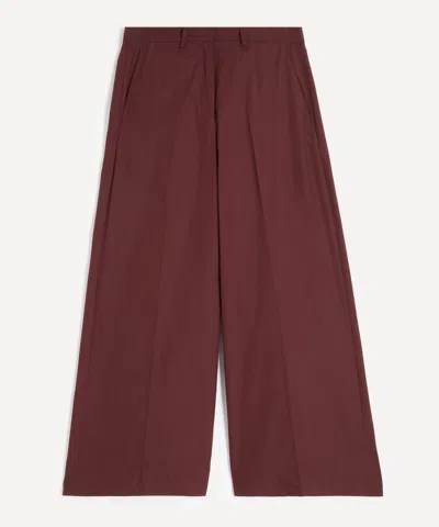 S Max Mara Women's Epoca Dark Red Cotton Poplin Cropped Trousers