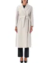 S Max Mara Wool Coat Belted Pockets In Ecru