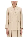 S Max Mara Laura's Double-breasted Linen Bl In Beige
