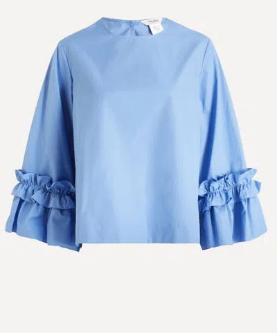 S Max Mara Women's Light Blue Poplin Blouse