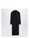 's Max Mara Favola Wool Double Breasted Long Coat In Blue