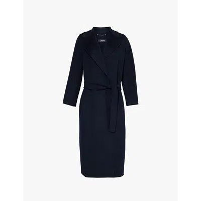 S Max Mara Womens Midnightblue Poldo Notch-lapels Regular-fit Wool Coat In Midnightblue
