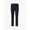 's Max Mara Womens Midnightblue Umanita Twill-texture Straight-leg Low-rise Stretch-cotton Blend Trousers In Midnightblue