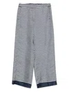 S Max Mara Silk Trousers Wide Leg Striped Pattern In Ecru