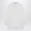 S Max Mara White Polo Shirt In Linen Canvas In White