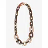 'S MAX MARA S MAX MARA WOMEN'S STRIPED BROWN CHUNKY-LINK METALLIC RESIN AND METAL NECKLACE