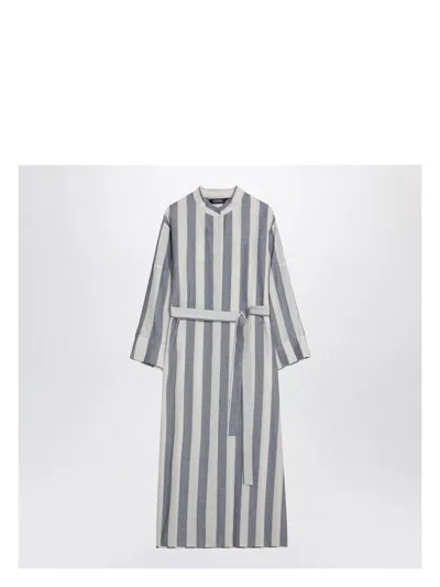 S MAX MARA WOMEN'S WHITE/BLUE STRIPED SHIRT DRESS | SIZE 46 | RIMACO