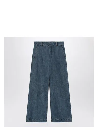 'S MAX MARA WOMEN'S WIDE NAVY DENIM PANTS