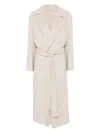 S Max Mara Long Wool Coat Belted Waist In Beige