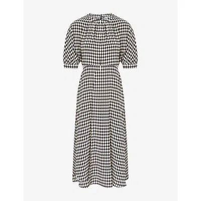 's Max Mara Womens Charlotte Geometric-print Silk Midi Dress Black