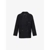 S Max Mara Womens Black Lukas Double-breasted Wool Coat