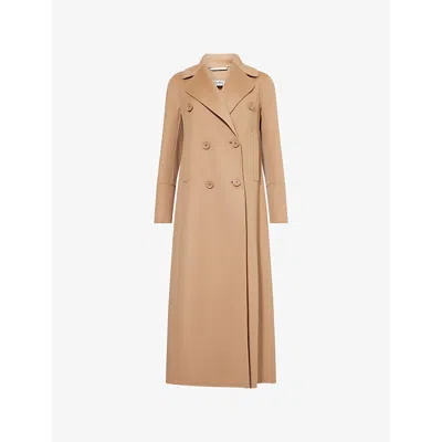 'S MAX MARA WOMENS CAMEL CUSTODI DOUBLE-BREASTED WOOL COAT