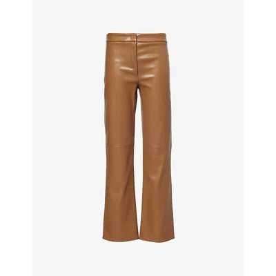 's Max Mara Womens S Max Mara Sublime Straight-leg Coated Faux-leather Trousers In Brown