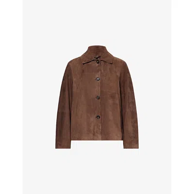 's Max Mara Womens Dark Brown Cloe Regular-fit Suede Jacket
