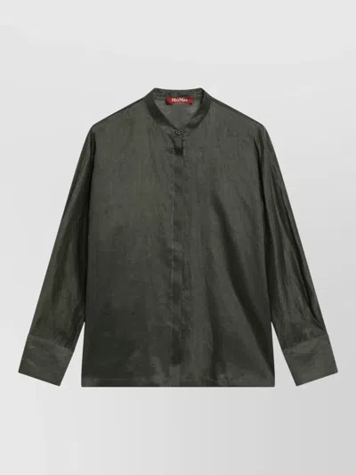 S Max Mara Womens Jacket Long Sleeves Mandarin Collar In Green