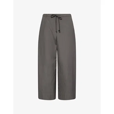 's Max Mara Womens Medium Grey Aureo Wide-leg Cotton-poplin Trousers In Gray