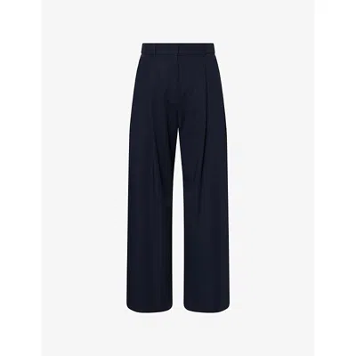 's Max Mara Womens Siri Wide-leg Wool Trousers Midnightblue