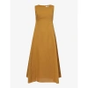 'S MAX MARA S MAX MARA WOMEN'S MUSTARD AMELIE RELAXED-FIT COTTON AND LINEN-BLEND MIDI DRESS