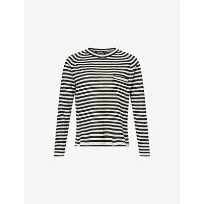 S Max Mara Womens Natural Canti Stripe-print Linen Jumper In Brown