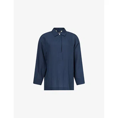 's Max Mara Womens Ultramarine Varese Long-sleeve Linen Shirt In Blue