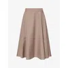 's Max Mara Womens Turtledove Desy Flared Cotton-poplin Midi Skirt In Brown