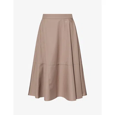's Max Mara Womens Turtledove Desy Flared Cotton-poplin Midi Skirt In Brown