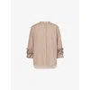 S Max Mara Womens Favola Ruffled-cuffs Cotton-poplin Shirt Turtledove In Brown