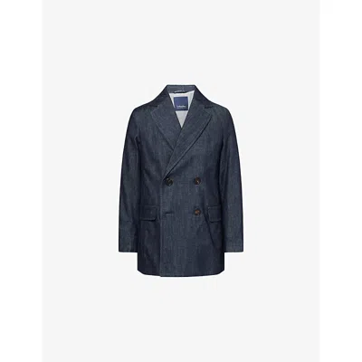 's Max Mara Womens Sara Notch-lapels Denim-blend Blazer Ultramarine In Blue