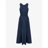 S Max Mara Womens Ussita Plunge Cotton-poplin Midi Dress Ultramarine