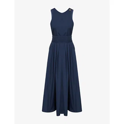 's Max Mara Womens Ussita Plunge Cotton-poplin Midi Dress Ultramarine