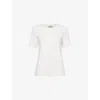 S Max Mara Womens White Tubo Brand-embroidery Stretch-cotton Blend T-shirt In White