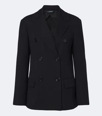 S Max Mara Wool And Cotton-blend Jersey Blazer In Black