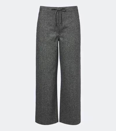 S Max Mara Wool And Silk-blend Flannel Wide-leg Pants In Gray