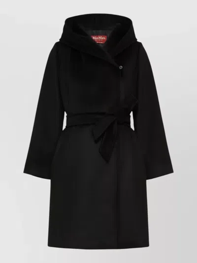 S Max Mara Wool Belted Coat In Black
