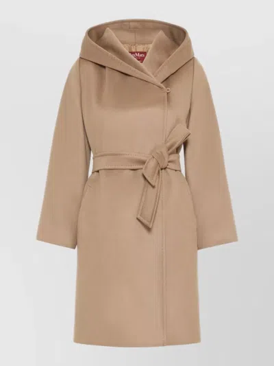 S Max Mara Wool Belted Coat In Brown