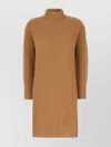 S Max Mara Wool Blend Sweater Dress With High Neckline In Brown
