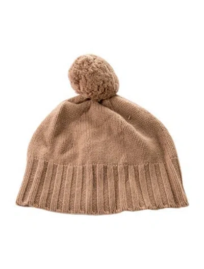 Pre-owned 's Max Mara Wool Bobble Hat Beanie W/tags In Brown